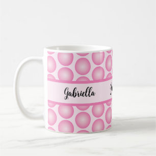 Retro Pink Bubble Dots Name Script Font Mug