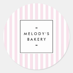 Retro Pink Candy Stripes Bakery Classic Round Sticker