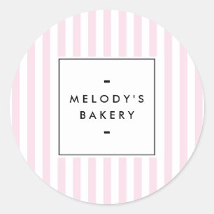 Retro Pink Candy Stripes Bakery Classic Round Sticker
