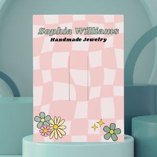 Retro Pink Checker hairpin accessory Display Card