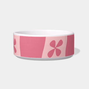 Retro Pink Chequered Floral Pattern Bowl
