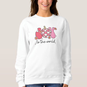 Retro Pink Christmas Sweatshirt Joy to the World