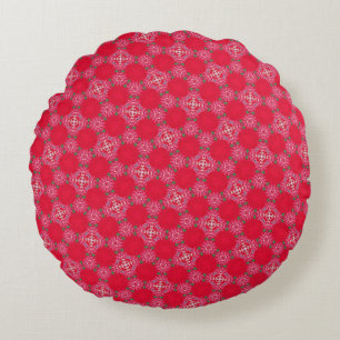 Retro Pink Clover Round Pillow