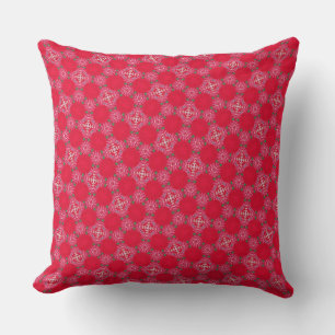 Retro Pink Clover Throw Pillow