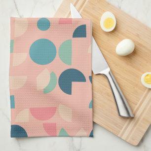 Retro Pink Colourful Modern Geometric Tribal Kitchen Towel