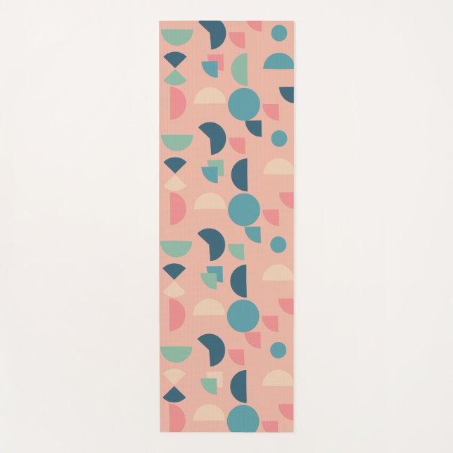 Retro Pink Colourful Modern Geometric Tribal Yoga Mat (Front)