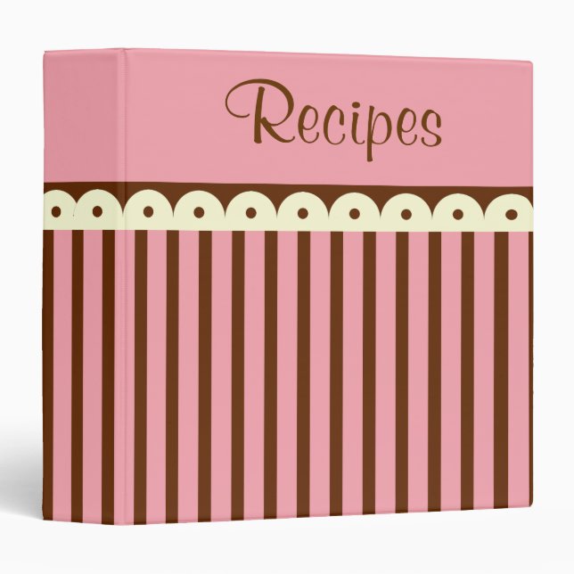 Retro Pink Cookbook Recipe Organizer Kitchen Gift Binder (Front/Spine)
