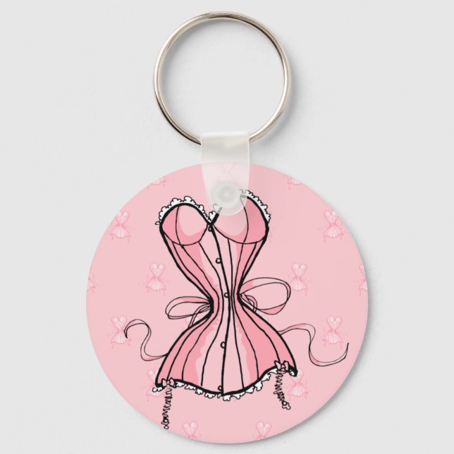 Retro Pink Corset Keychain (Front)