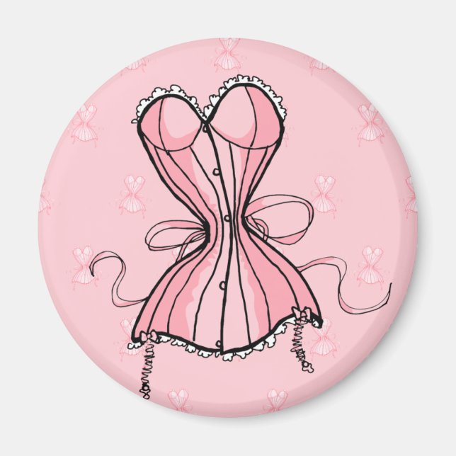 Retro Pink Corset Magnet (Front)