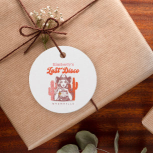 Retro Pink Cowgirl Last Disco Bachelorette Party  Favour Tags