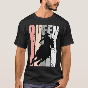 Retro Pink Cowgirl Queen Rodeo Women Barrel Racer T-Shirt