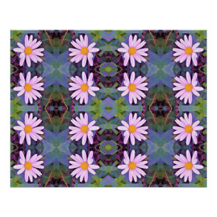 Retro Pink Daisy Flower Pattern Poster