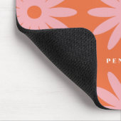 Retro Pink Daisy Print With Name Mouse Pad (Corner)