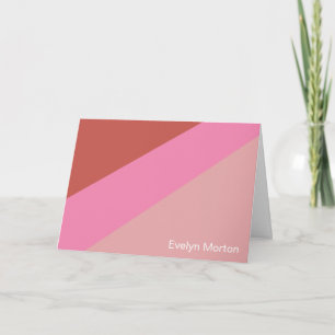 Retro Pink Diagonal Stripe Personalized Stationery Card