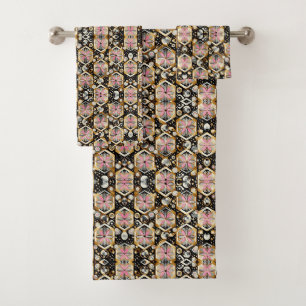 Retro Pink Diamond Mid Century Modern Towel Set