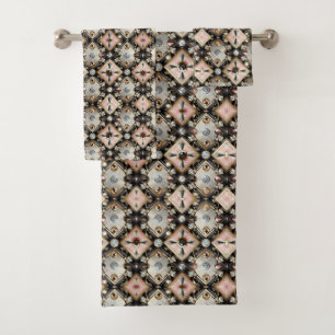 Retro Pink Diamond Mid Century Modern Towel Set