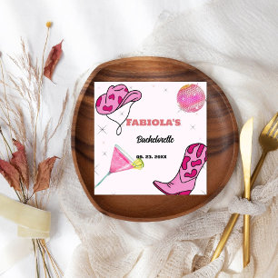 Retro Pink Disco Cowgirl Western Bachelorette  Napkin