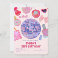 Retro Pink Disco yk2 aesthetic 21St Birthday 