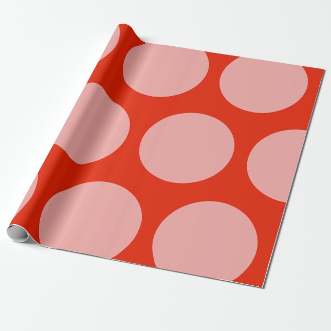 Retro Pink Dots Pattern Wrapping Paper (Unrolled)