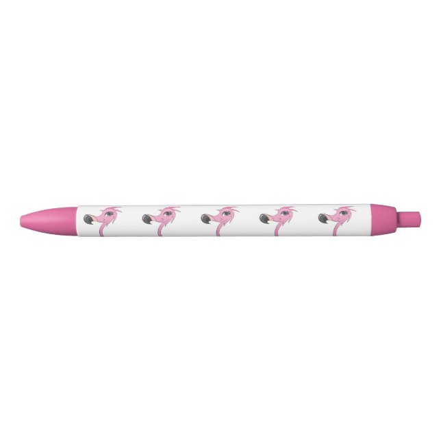 Retro Pink Flamingo Black Ink Pen (Front)