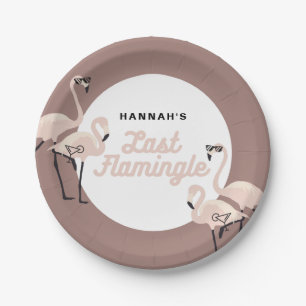 Retro Pink Flamingo Last Flamingle Bridal Shower Paper Plate