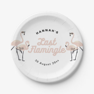 Retro Pink Flamingo Last Flamingle Bridal Shower Paper Plate