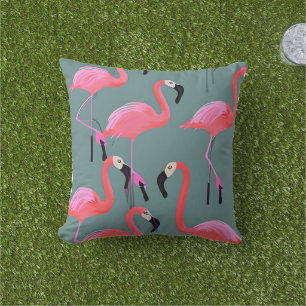 Retro pink flamingos  outdoor pillow