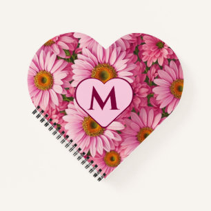 Retro pink floral daisy pattern notebook