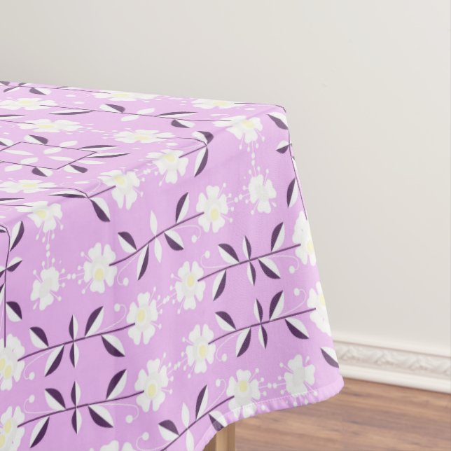 Retro, Pink floral pattern Tablecloth (In Situ)