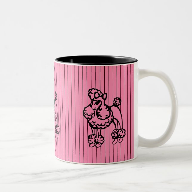 Retro Pink French Poodle Coffee Mug Gift (Right)