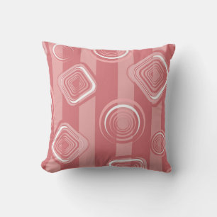 “Retro Pink Geometric Pattern” Throw Pillow
