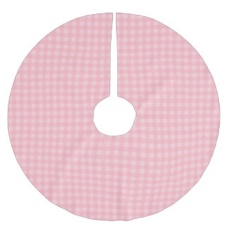 Retro Pink Gingham Chequered Pattern Background Brushed Polyester Tree Skirt