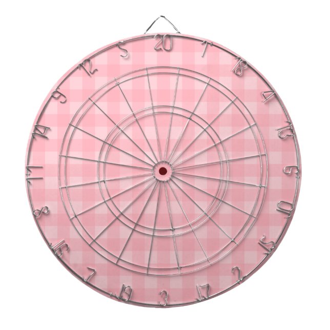 Retro Pink Gingham Chequered Pattern Background Dartboard (Front)