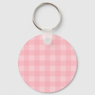 Retro Pink Gingham Chequered Pattern Background Keychain