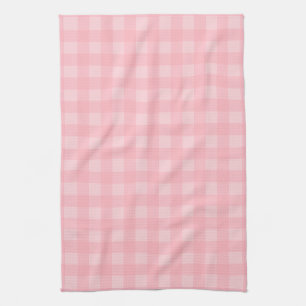 Retro Pink Gingham Chequered Pattern Background Kitchen Towel