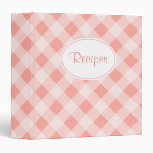 Retro Pink Gingham Kitchen Recipe Binder