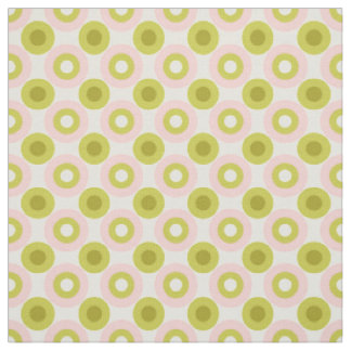 Retro Pink Green Circles Pattern Fabric