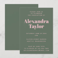 Retro Pink Green Cute Aesthetic Graduation Party