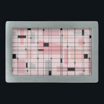 Retro Pink Grid and Starbursts Belt Buckle<br><div class="desc">This Retro Pink Grid and Starbursts Belt Buckle is where vintage style meets modern day. It features a light pink background with kitschy, off kilter squares and rectangles in dove grey and three shades of pink. The whimsical blocks of colour are overlayed and worked into some of the grid intersections....</div>