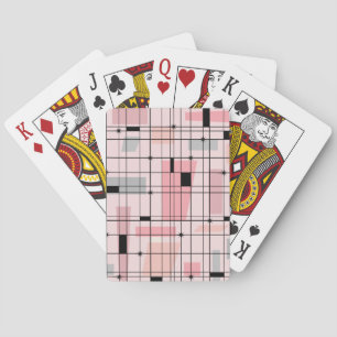 Retro Pink Grid and Starbursts Playing Cards