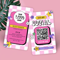 Retro Pink Groovy Logo Social Media QR Code