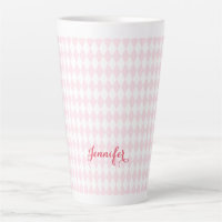 Retro Pink Harlequin Pattern Elegant Monogrammed