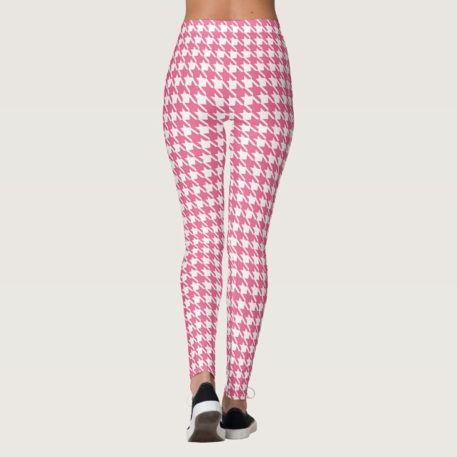 Retro Pink Houndstooth Leggings (Back)
