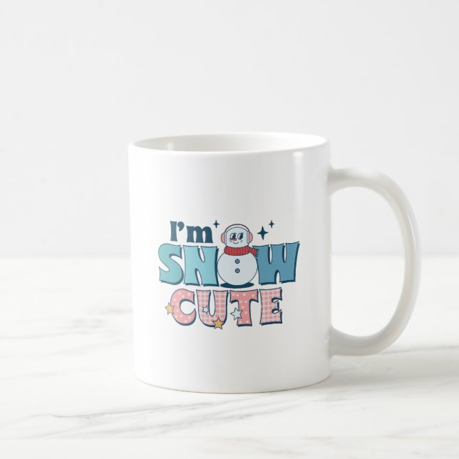 Retro Pink I'm Snow Cute Winter Snowman Coffee Mug (Right)
