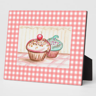 Retro Pink Kitchen Cupcake Art Plaque