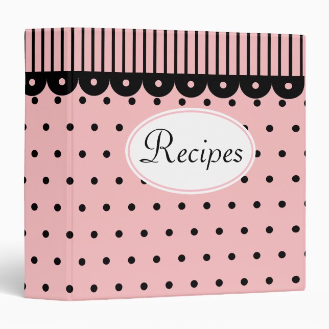 Retro Pink Kitchen Recipe Cooking Organizer Binder (Front/Spine)