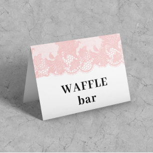 Retro Pink Lace Waffle Bar tent Card