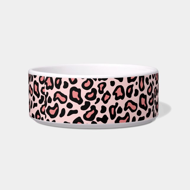 Retro Pink Leopard Pet Bowl (Front)