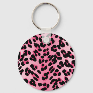 Retro Pink Leopard Print Keychain