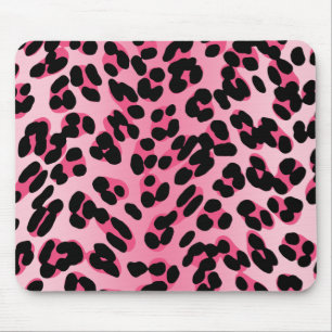 Retro Pink Leopard Print Mouse Pad